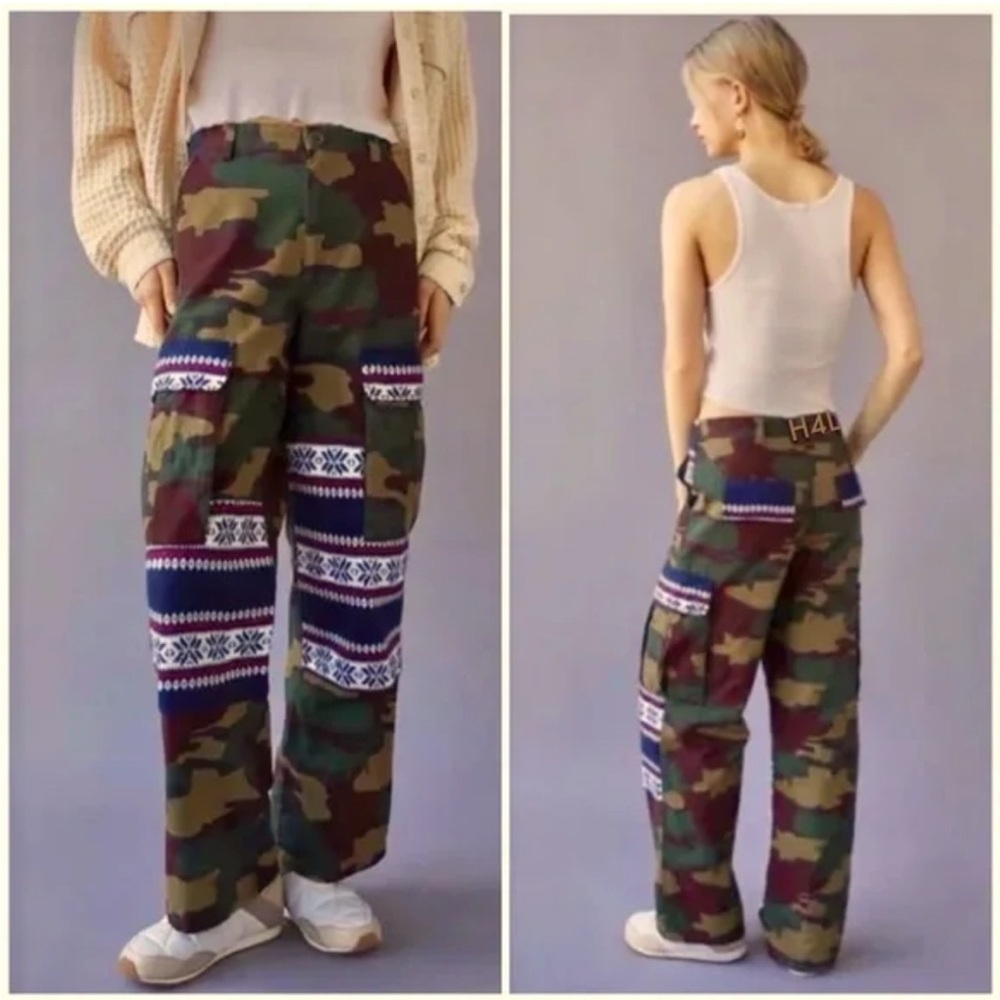 Urban Outfitters Camouflage Wide Leg Pants with Tribal Patterns